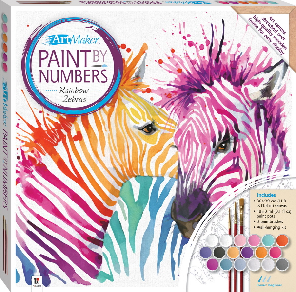 Rainbow Zebras Paint by Numbers (Art Maker)