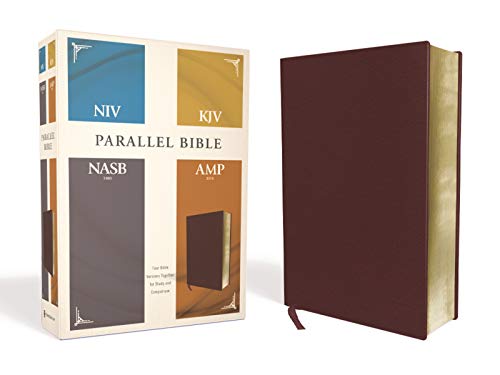 NIV, KJV, NASB, Amplified, Parallel Bible (Burgundy Bonded Leather)