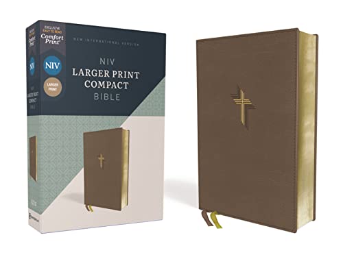 NIV, Larger Print Compact Bible (Brown, Leathersoft)