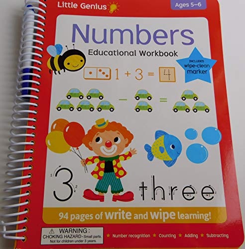 Numbers Write and Wipe Educational Workbook (Little Genius, Ages 5-6)