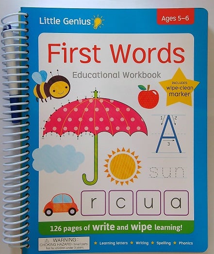 First Words Write and Wipe Educational Workbook (Little Genius)