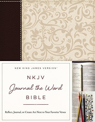 NKJV Journal the Word Bible (Brown/Cream Linen Leathersoft)