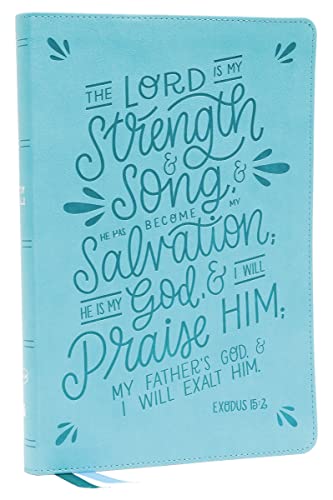 NKJV, Thinline Bible, Verse Art Cover Collection (Thumb Indexed, #7933T - Teal Leathersoft)