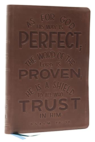 NKJV, Thinline Bible, Verse Art Cover Collection (Thumb Indexed, Brown Genuine Leather)