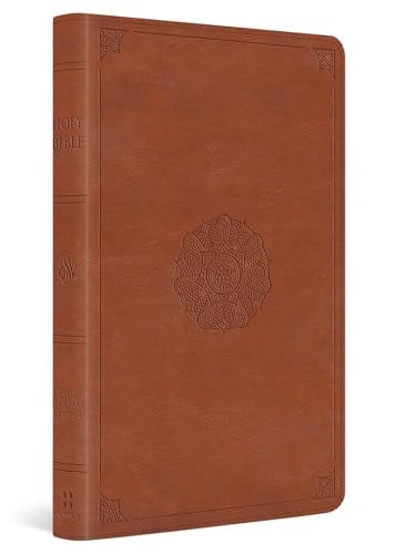 ESV, Large Print Thinline Bible (TruTone, English Saddle, Emblem Design)