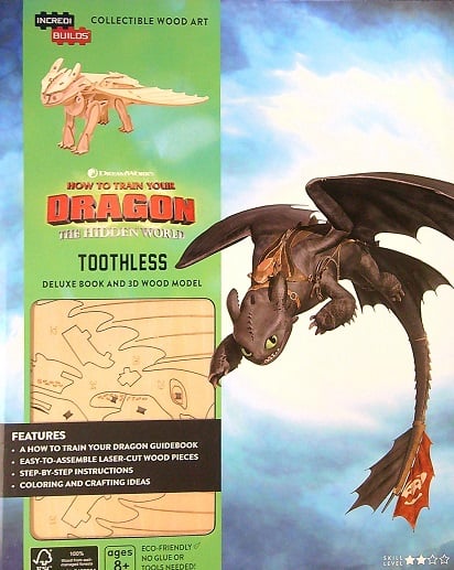 Toothless Deluxe Book and 3D Wood Model (IncrediBuilds, How to Train Your Dragon: The Hidden World)