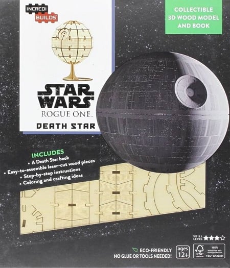 Death Star Collectible 3D Wood Model and Book (IncrediBuilds, Star Wars Rogue One)