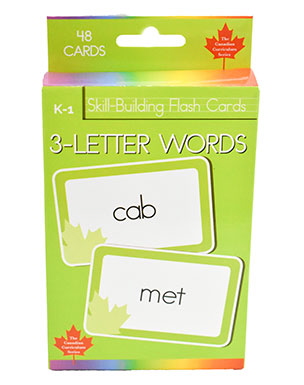 3-Letter Words Skill Building Flash Cards (Grade K-1, Canadian Curriculum Series)
