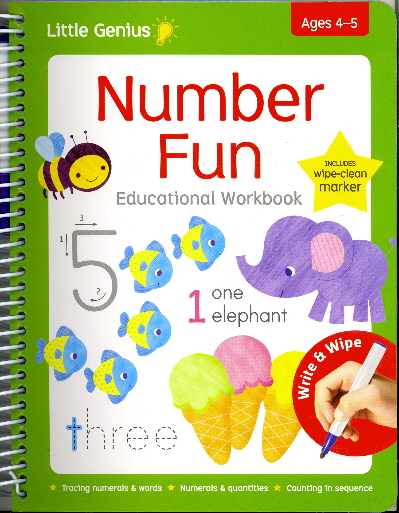 Number Fun Educational Wipe-Clean Workbook with Marker (Little Genius, Ages 4-5)