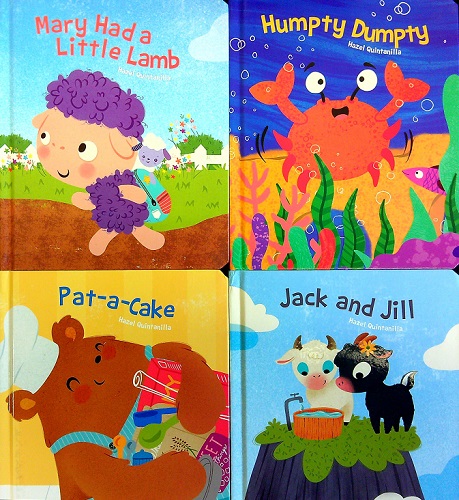 Hazel Q Nursery Rhymes 4 Book Set (Jack and Jill/Pat-a-Cake/Humpty Dumpty/Mary Had a Little Lamb)